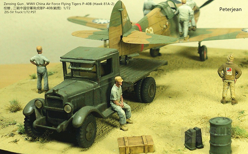 WWII China Air Force Flying Tigers P-40B (Hawk 81A-2) &  ZIS-5V Truck 