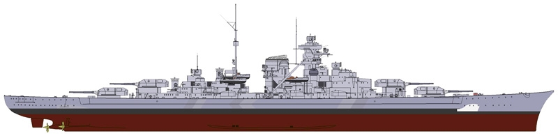 伊达雷利新品-1/700战舰世界系列俾斯麦战列舰(46501)