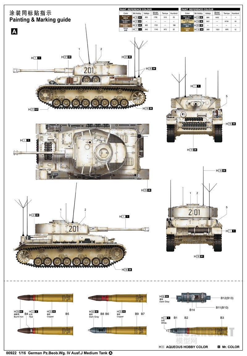 小号手新品-1/16德国四号观测型中型坦克(00922)