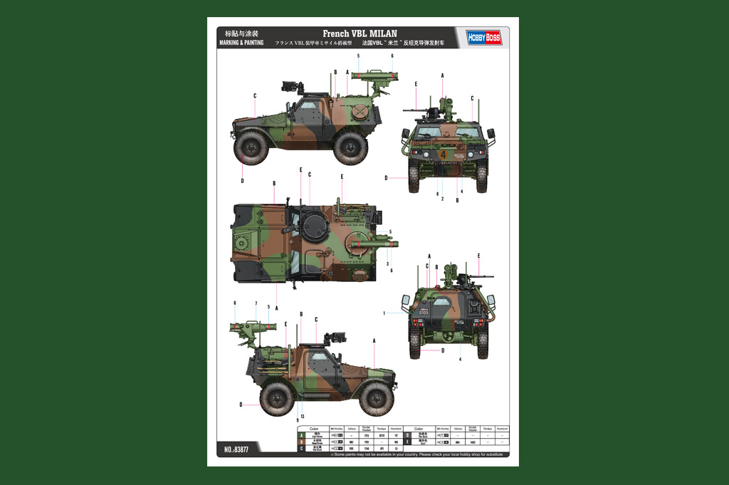 HOBBYBOSS新品-1/35法国VBL米兰反坦克导弹发射车(83877)