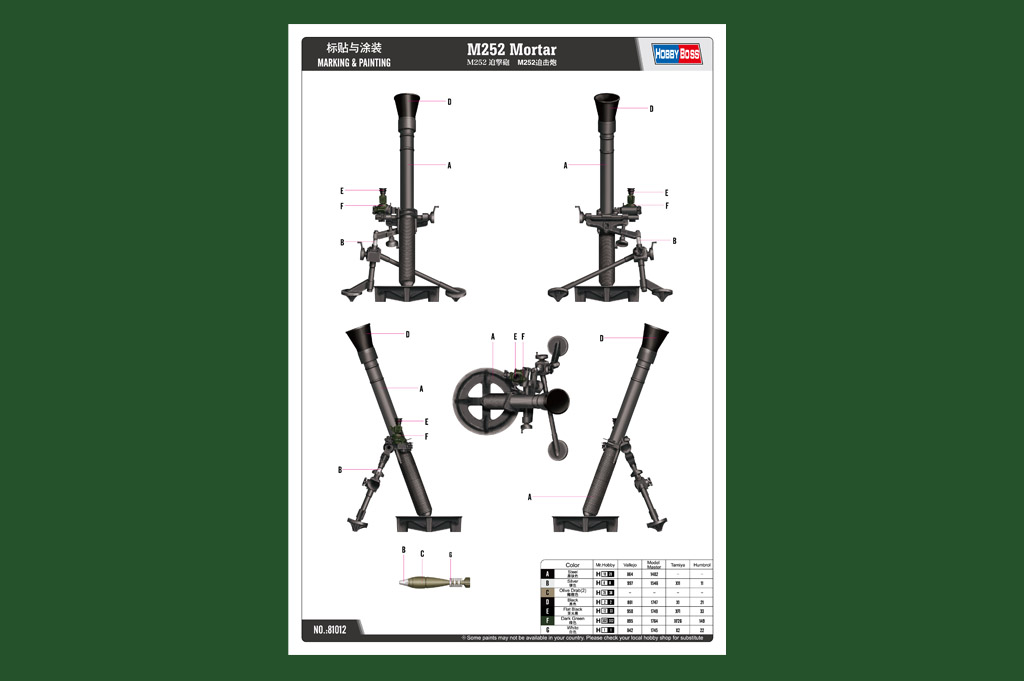 HOBBYBOSS新品-1/3 M252迫击炮(81012)