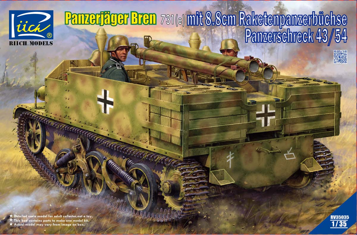 睿智新品-1/35 panzerjager bren和6磅反坦克炮带英联邦车组